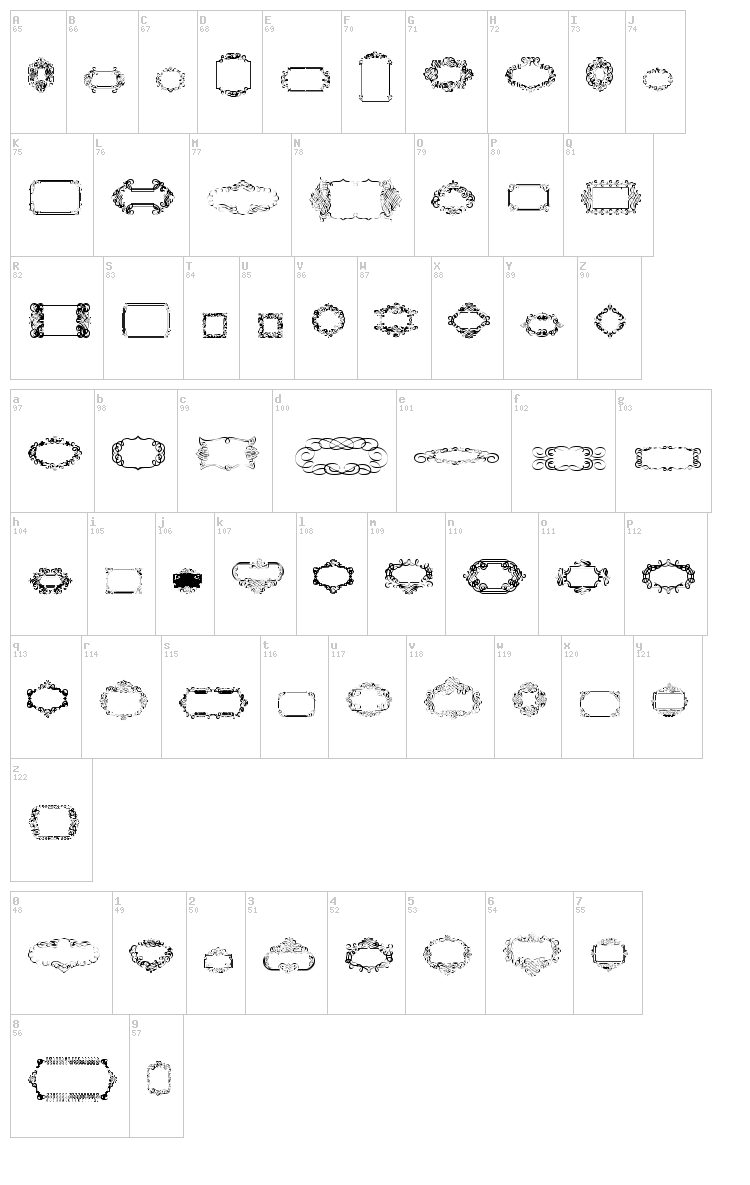 Calligraphic Frames Soft font map